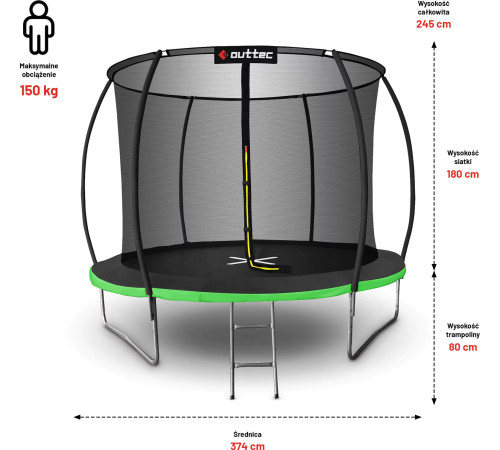 Батут OUTTEC 12FT чорно-зелений