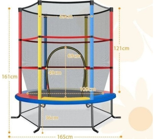 Садовий батут Costway TW10052CL з внутрішньою сіткою 5,5 футів 165 см