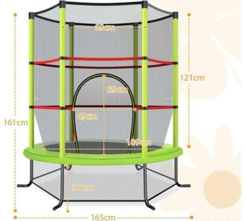 Садовий батут Costway TW10052GN з внутрішньою сіткою 5,5 футів 165 см