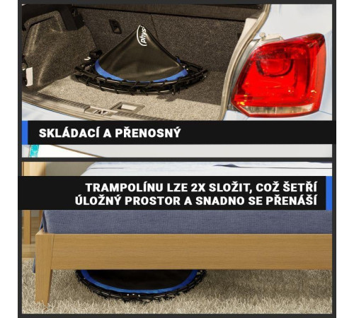 Батут для фітнесу Physionics JG868773 з поручнем 5 футів 101 см чорно-синій