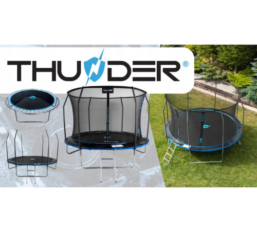 Батут THUNDER INSIDE ELITE з внутрішньою сіткою 6 футів 183 см чорно-блакитний Батут THUNDER INSIDE ELITE з внутрішньою сіткою 6 футів 183 см чорно-блакитний