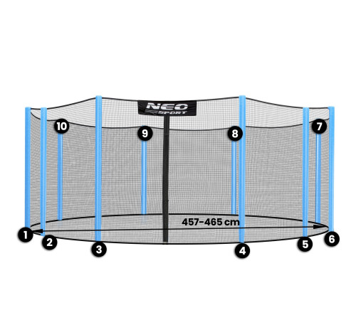 Захисна сітка для батута Neo-Sport 465 см 15 футів 10 стійок