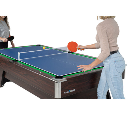 Більярдний стіл THUNDER з покриттям для аерохокею/пінг-понгу 8FT BOLD-BROWN