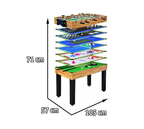 Ігровий стіл 12в1 дитячий і дорослий + МДФ 105х57х71см + Настільний футбол Аерохокей Більярд Настільний теніс Шахи Боулінг