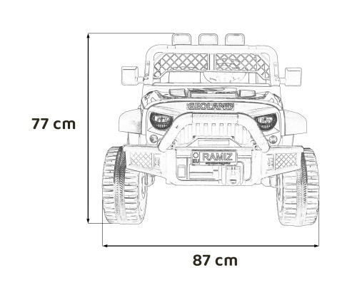 Позашляховик Geoland Power для 2 дітей Чорний + Пульт + Мотори 2x200W + Багажник + MP3 Радіо + LED