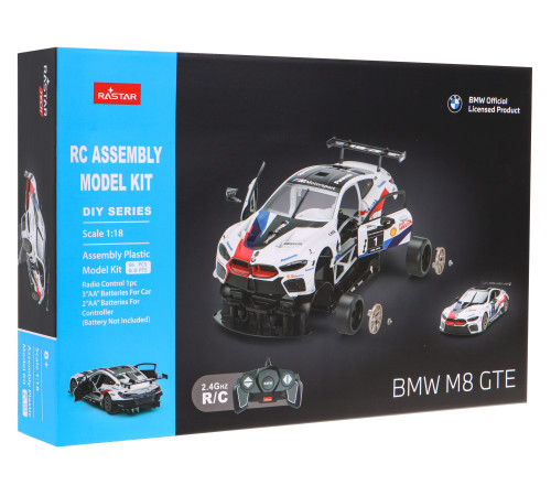BMW M8 GTE білий RASTAR модель 1:18 Автомобіль на дистанційному керуванні + обвіс + пульт 2,4 ГГц BMW M8 GTE білий RASTAR модель 1:18 Автомобіль на дистанційному керуванні + обвіс + пульт 2,4 ГГц
