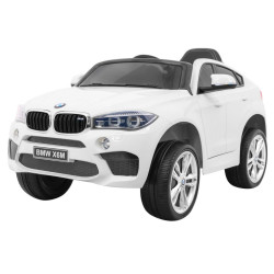 Дитячий електромобіль BMW X6M білий + пульт + EVA + вільний запуск + аудіо панель + LED