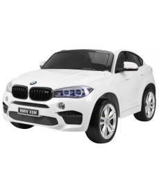 BMW X6M XXL для 2 дітей Білий + Пульт + Екошкіра + Сидіння + Free Start + MP3 USB + LED