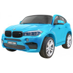 BMW X6M XXL для 2 дітей Синя фарба + Пульт + Екошкіра + Сидіння + Повільний запуск + MP3 + LED