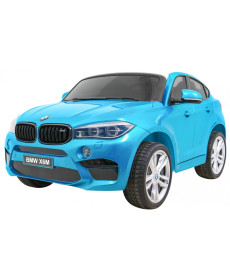 BMW X6M XXL для 2 дітей Синя фарба + Пульт + Екошкіра + Сидіння + Повільний запуск + MP3 + LED