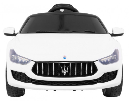 Дитячий Maserati Ghibli на акумуляторі Білий + Пульт + Повільний Старт + EVA + MP3 USB + LED