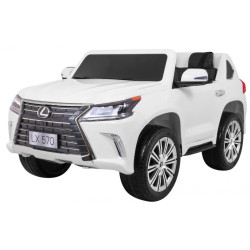 Lexus LX570 2-місний дитячий автомобіль Білий + Пульт + EVA Диски + Радіо MP3 + LED