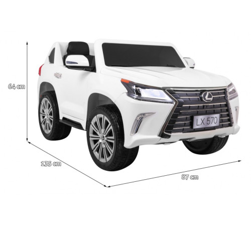 Lexus LX570 2-місний дитячий автомобіль Білий + Пульт + EVA Диски + Радіо MP3 + LED Lexus LX570 2-місний дитячий автомобіль Білий + Пульт + EVA Диски + Радіо MP3 + LED