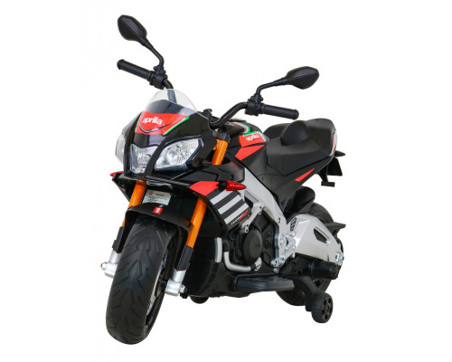 Aprilia Tuono V4 Акумуляторний мотоцикл для дітей Black + MP3 Панель + Опорні колеса + Free Start