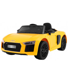 Audi R8 Spyder на акумуляторі Жовтий + Пульт + EVA + Free Start + Радіо MP3 + LED