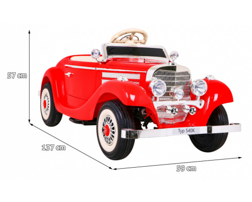 Дитячий Mercedes Benz Retro 540A Червоний + Режим "Батьківський" + Пульт + Аудіо панель + LED