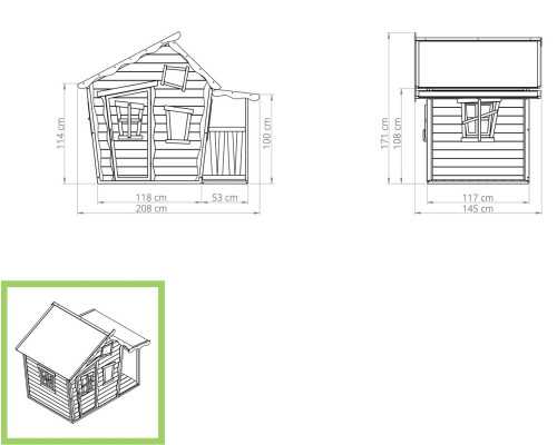 Дерев'яний будиночок для дітей EXIT Crooky 150 сіро-бежевий