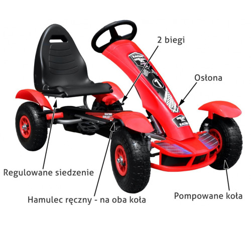 Дитячий педальний картинг Racing XL 3+ Червоний