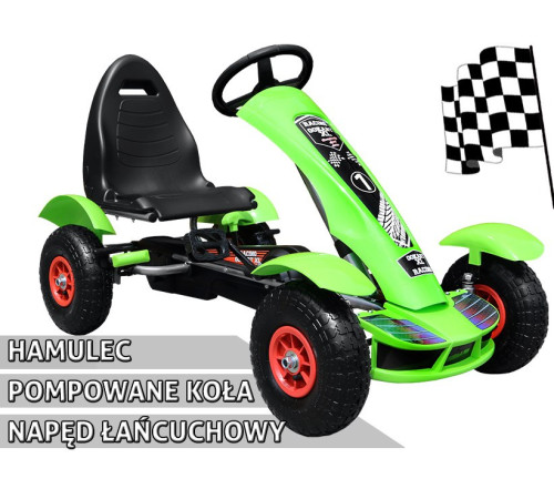 Дитячий педальний картинг Racing XL 3+ Зелений