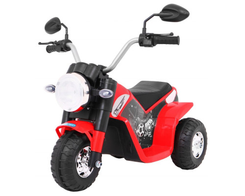 Дитячий мотоцикл MiniBike на акумуляторі, червоний + звуки + LED підсвічування + екошкіра