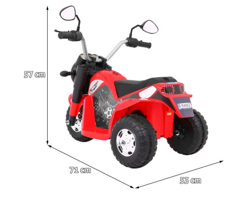 Дитячий мотоцикл MiniBike на акумуляторі, червоний + звуки + LED підсвічування + екошкіра