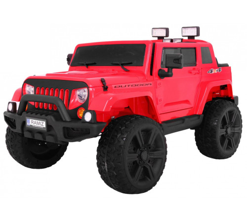 Дитяча акумуляторна машина Mighty Jeep Red + 2 місця + привід 4х4 + 2 багажника