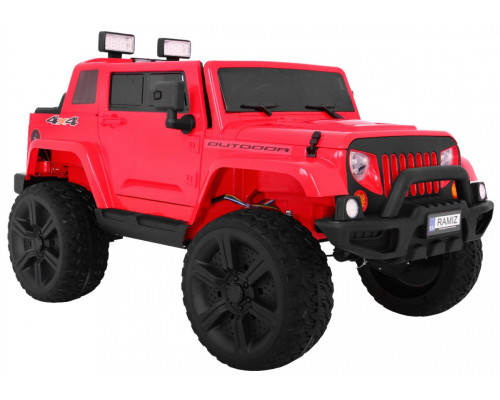 Дитяча акумуляторна машина Mighty Jeep Red + 2 місця + привід 4х4 + 2 багажника