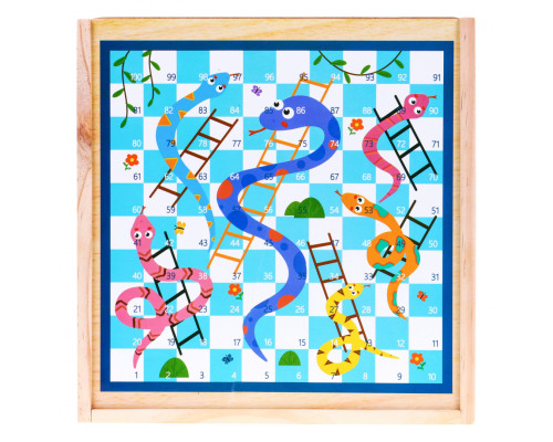 Дерев'яний дитячий настільний набір 6в1 Trylma Snakes and Ladders Chess Chinese GO