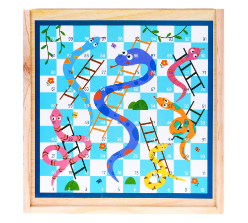 Дерев'яний дитячий настільний набір 6в1 Trylma Snakes and Ladders Chess Chinese GO