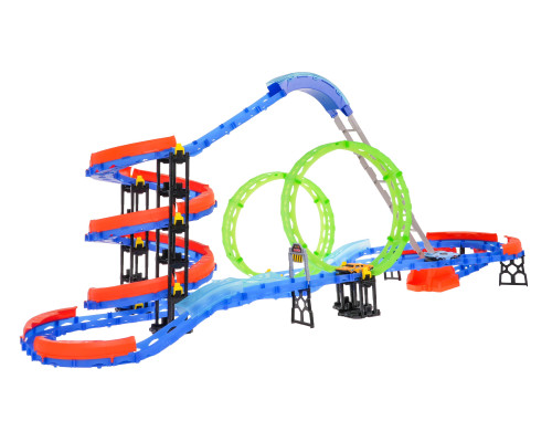 Екстремальний гоночний трек зі сходами для дітей 3+ Конструктор 116 ел. + 2 машинки + 2 петлі 360 градусів