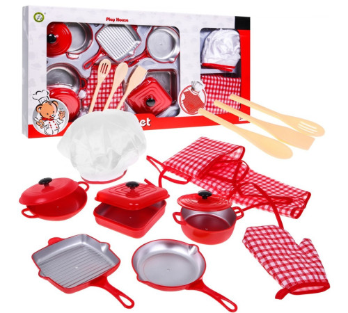 Дитячий набір Red little Chef 3+ Костюм кухаря + Каструлі + Аксесуари 14 шт.