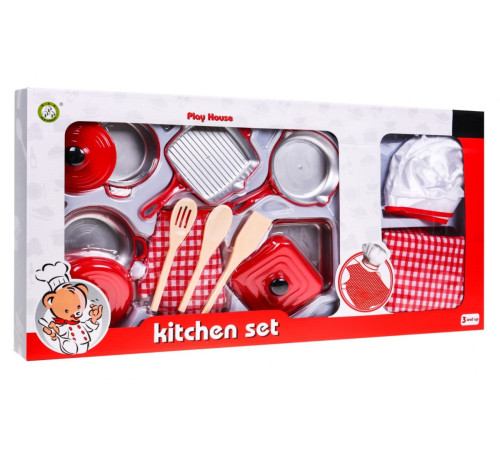 Дитячий набір Red little Chef 3+ Костюм кухаря + Каструлі + Аксесуари 14 шт.