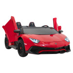 Lamborghini Aventador SV на акумуляторі для 2 дітей Червоний + Безщітковий мотор + Надувні колеса + Audio LED