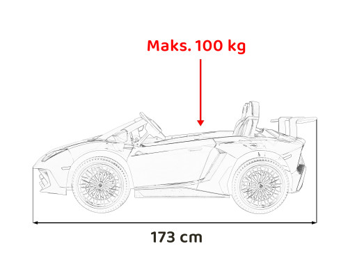 Lamborghini Aventador SV на акумуляторі для 2 дітей Білий + Безщітковий мотор + Надувні колеса + Audio LED