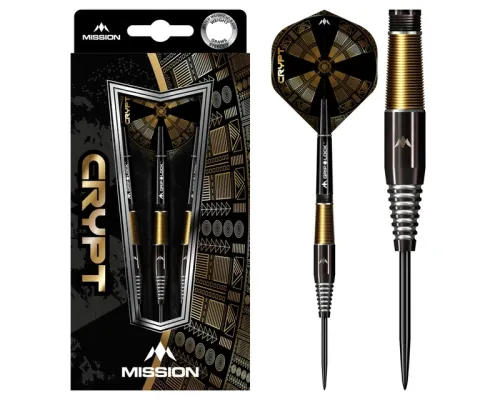 Дротики для дартсу Crypt Black & Gold PVD M2 90% Steel – 3-шт