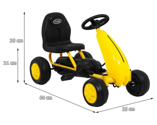 Перший педальний картинг для найменших Жовтий + Ланцюговий привід + Гумові колеса