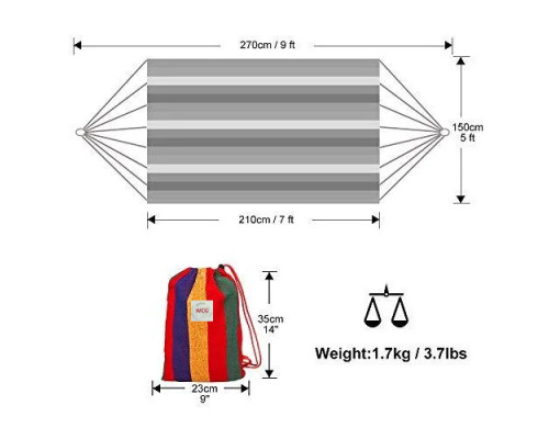 Двомісний гамак Mexico XXL Кольоровий 200х150 WCG