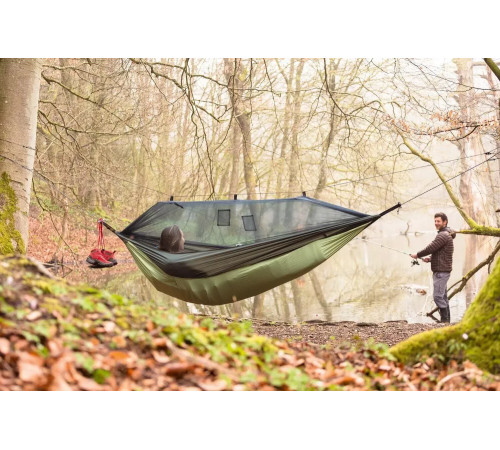 Гамак одномісний Amazonas з москітною сіткою Moskito-Traveller THERMO, 275 х 140 см - зелений