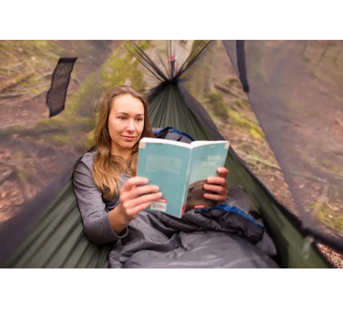 Гамак одномісний Amazonas з москітною сіткою Moskito-Traveller THERMO, 275 х 140 см - зелений