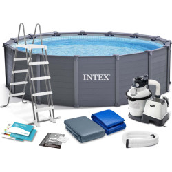 Басейн каркасний Intex 26384 478 см 11в1, сірий