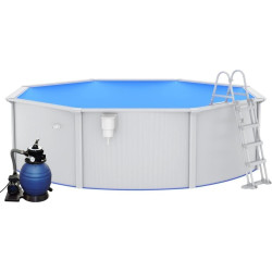 Басейн каркасний vidaXL 460 x 120 см,  білий + насос з пісочним фільтром + драбина