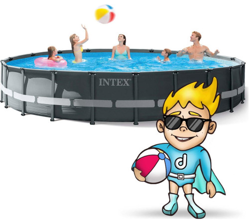 Басейн каркасний 12в1 INTEX 26334, 610 х 122 см, темно-сірий