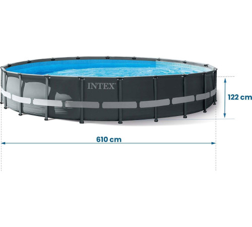 Басейн каркасний 12в1 INTEX 26334, 610 х 122 см, темно-сірий