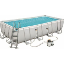 Басейн каркасний прямокутний Bestway Power Steel 549x274 см (56466)  - світло-сірий