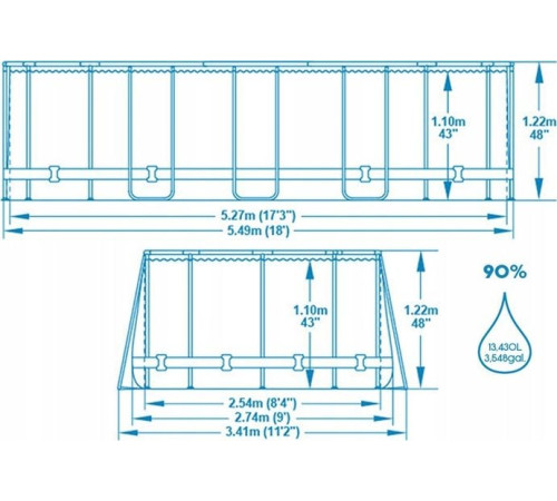 Басейн каркасний Bestway Bestway 56716 549x274x122 см - світло - сірий