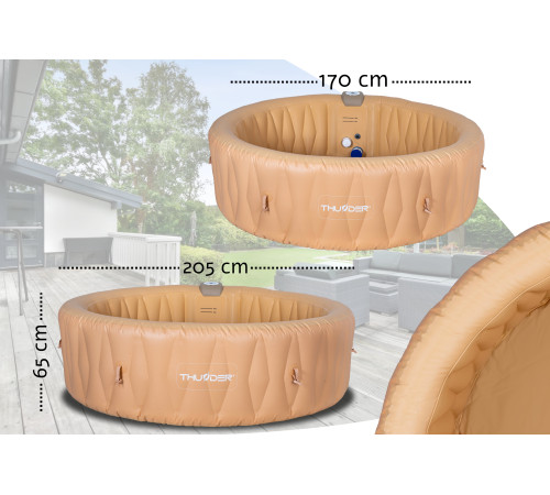Садове надувне джакузі THUNDER LATTE + коричневі меблі з ротанга – 8 шт
