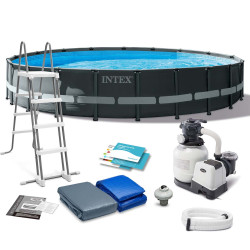 Басейн каркасний 11в1 INTEX 26334, 610 x 122 см, темно-сірий