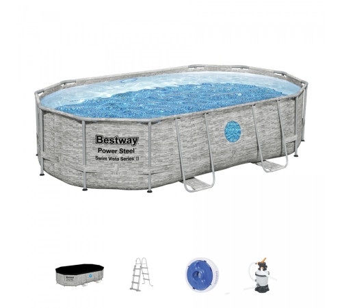 Басейн Power Steel Swim Vista з вікном 488x305x107 16x10FT BESTWAY 6in1 + пісочний насос