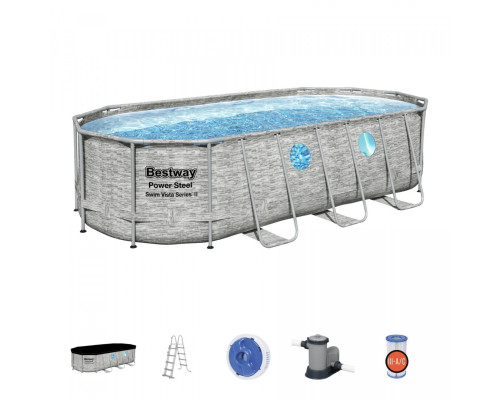 Каркасний басейн Power Steel Swim Vista з вікном 549x274x122 18x9FT BESTWAY 7in1