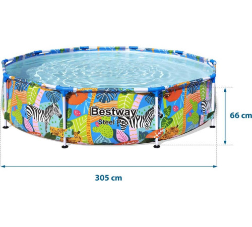 Басейн каркасний дитячий Світ тварин BESTWAY Steel Pro Frame 305x66см 10FT Басейн каркасний дитячий Світ тварин BESTWAY Steel Pro Frame 305x66см 10FT
